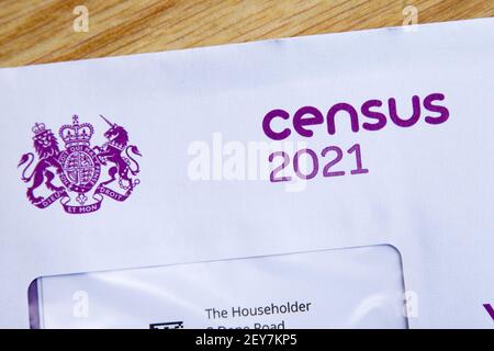 Lettera che informa le famiglie circa il censimento 2021 dell'Inghilterra e. Galles Foto Stock