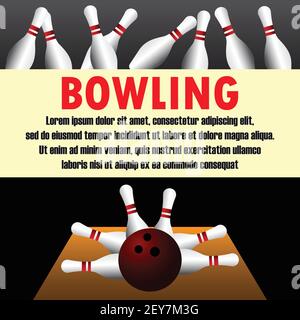 banner bowling per torneo di bowling. illustrazione vettoriale Illustrazione Vettoriale