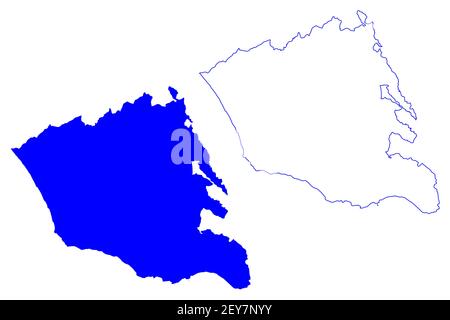 Consorzio comunale libero di Ragusa (Italia, Repubblica Italiana, Regione Sicilia) mappa illustrazione vettoriale, abbozzetto cartografico Provincia di Ragusa Illustrazione Vettoriale