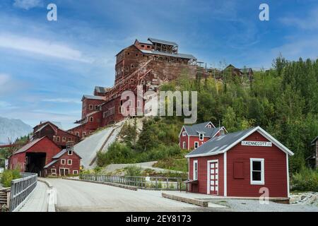 Nord America; Stati Uniti; Alaska; Wrangell Mts; Wrangell-Mount St. Elias National Park, miniera di Kennecott; sito storico Foto Stock