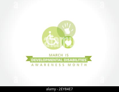 Illustrazione vettoriale del mese di consapevolezza delle disabilità dello sviluppo osservato nel Mese di marzo Illustrazione Vettoriale