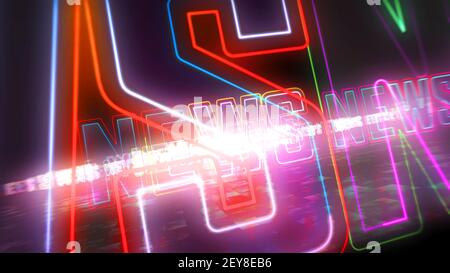 Concetto di notizie, mezzi di comunicazione, trasmissione e informazioni globali di rottura. Illustrazione del rendering 3d del concetto futuristico. Foto Stock