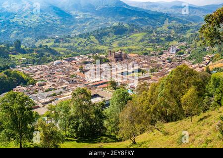 Il villaggio di Jericó vista in Antioquia, Colombia Foto Stock