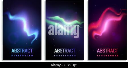 Set di striscioni verticali con luci colorate a nord al buio immagine vettoriale isolata di sfondo realistica Illustrazione Vettoriale
