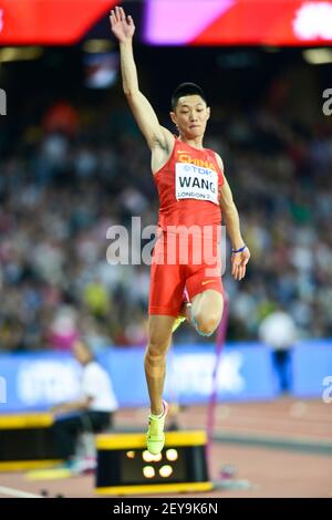 Jianan Wang (Cina). Finale di salto lungo. IAAF World Athletics Championships, Londra 2017 Foto Stock