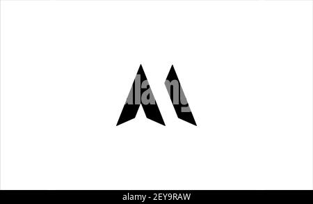 La lettera M AM MA MM Monogram Logo Design Minimal icona con il colore nero Foto Stock
