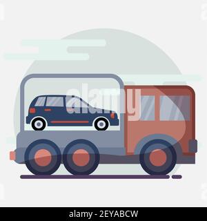 illustrazione vettoriale del carrello di traino in piano Illustrazione Vettoriale