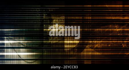 Cervello e computer con interfaccia digitale Quadri arte blocchi Foto Stock