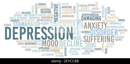 Depressione come malattia mentale concetto di disturbo sfondo Foto Stock