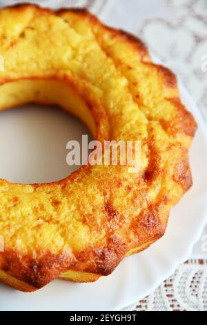 Casseruola di cagliata in forma di torta Foto Stock