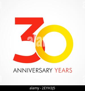 numeri del 30° anniversario. logotipo di 30 anni. Congrati creativi e audaci. Modello di disegno web grafico astratto isolato. Congratulazioni con gli anelli dig Illustrazione Vettoriale