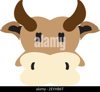 Icona della testa della vacca del cartone animato. Arte animale vettoriale Illustrazione Vettoriale