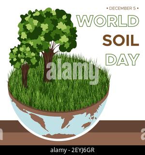 Giornata mondiale del suolo e giornata della Terra - illustrazione vettoriale di un concetto ambientale per salvare il mondo. Isometrica circa la cura per la terra e il suolo. Suita Illustrazione Vettoriale