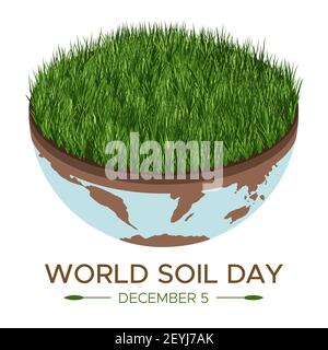 Giornata mondiale del suolo e giornata della Terra - illustrazione vettoriale di un concetto ambientale per salvare il mondo. Isometrica circa la cura per la terra e il suolo. Suita Illustrazione Vettoriale