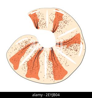 Gamberetti purificati cucinati tradizionali piatti orientali giapponesi, gamberi sbucciati gustosi spuntini di birra. Illustrazione vettoriale in stile cartoon piatto, versato su un whi Illustrazione Vettoriale