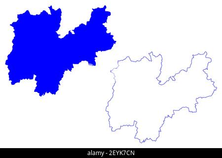 Provincia trentina (Italia, Repubblica Italiana, Trentino-Alto Adige o Trentino-Alto Adige, Regione Autonoma Sudtirol) mappa vettoriale, scribble Illustrazione Vettoriale