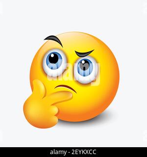 Pensare emoticon - domanda faccia emoji - illustrazione vettoriale Illustrazione Vettoriale