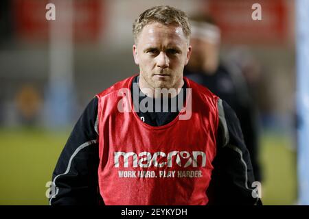 Eccles, Regno Unito. 07 febbraio 2020. MANCHESTER, REGNO UNITO. 5 MARZO Alex Tait di Newcastle Falcons prima della partita della Gallagher Premiership tra sale Sharks e Newcastle Falcons all'AJ Bell Stadium, Eccles, venerdì 5 Marzo 2021. (Credit: Chris Lishman | MI News ) Credit: MI News & Sport /Alamy Live News Foto Stock