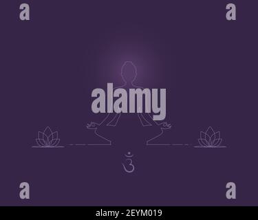 yoga posizione silhouette in contrasto sole Foto Stock