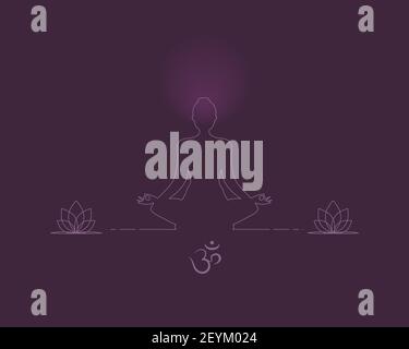 yoga posizione silhouette in contrasto sole Foto Stock