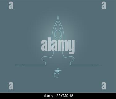 yoga posizione silhouette in contrasto sole Foto Stock