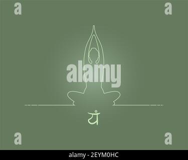 yoga posizione silhouette in contrasto sole, cuore chakra Foto Stock