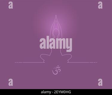 yoga posizione silhouette in contrasto sole Foto Stock