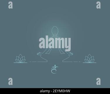 yoga posizione silhouette in contrasto sole Foto Stock