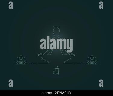yoga posizione silhouette in contrasto sole, cuore chakra Foto Stock