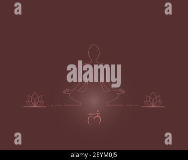 yoga posizione silhouette in contrasto sole Foto Stock