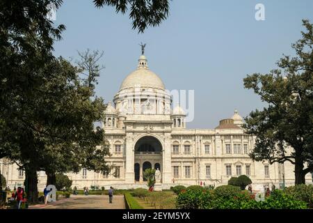 Kolkata, India - Febbraio 2021: Il Victoria Memorial è un edificio a Kolkata, dedicato alla memoria della Regina Vittoria il 6 febbraio 2021 in India Foto Stock