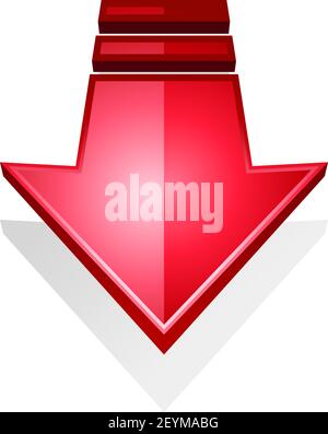 Icona freccia curva rossa simbolo del puntatore isolato. Il segno del vettore è rivolto verso destra Illustrazione Vettoriale