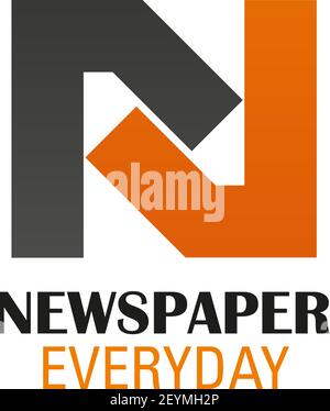 Icona vettore per giornale. Quotidiano vettoriale design in arancione e marrone. Ultime notizie o concetto periodico. Badge creativo per e-NewSPA Illustrazione Vettoriale