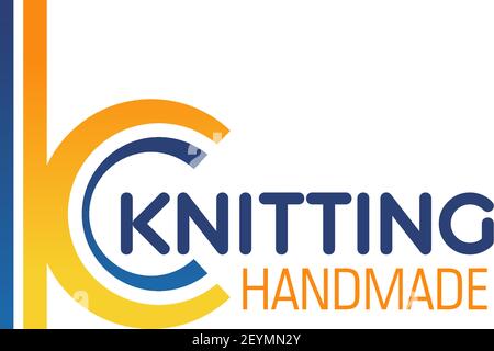 Icona lettera K per laboratori di lavorazione a maglia fatti a mano o corsi di scuola di lavoro a ago. Simbolo del punto del filo vettoriale nella lettera K per hobby di lavorazione a maglia o handi di tessuto Illustrazione Vettoriale