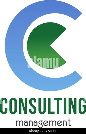 Icona del vettore di gestione della consulenza isolata su sfondo bianco. Badge astratto per progetti aziendali o società di consulenza aziendale. Concetto di infor Illustrazione Vettoriale