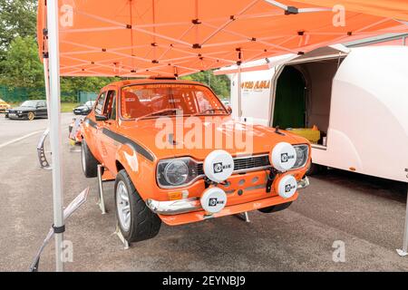 Darlington UK; 23rd agosto 2020: Auto Show Orange Ford Escort MK1 Messico Foto Stock