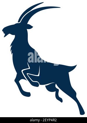 Silhouette di animali isolati in gazzelle o antilopi. Vettore selvaggio salto capra, caccia mascotte sport Illustrazione Vettoriale