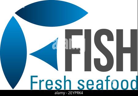 Pesce fresco cibo di mare segno vettore. Icona creativa per il ristorante sushi o il menu di pesce. Design per il branding di caffè di pesce. Simbolo di pesce fresco, isolato su Illustrazione Vettoriale