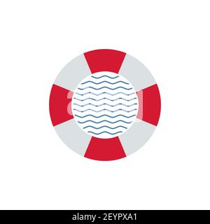 lifebuoy con disegno vettoriale delle onde Illustrazione Vettoriale