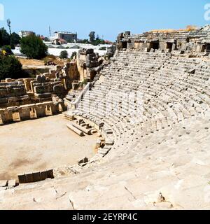 Necropoli e tomba indigena pietra teatro di archeologia a myra turchia europa antica romana Foto Stock