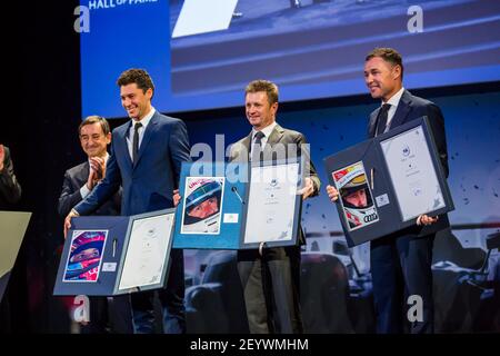 DUVAL Loic McNish Allan KRISTENSEN Tom durante la FIA Endurance Hall of Fame all'Automobile Club de France, 2 dicembre 2019 - Photo Germain Hazard / DPPI Foto Stock