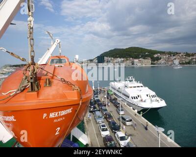 SPALATO, CROAZIA - 31 luglio 2015: Nave di salvataggio del Petar Hektorovic, Spalato, Croazia Foto Stock