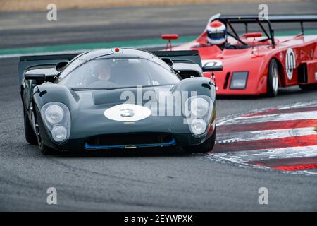 03 WRIGHT Jason (IT), WOLFE Andy (gb), Lola T70 MK3B - 5000, azione durante il Gran Premio di Francia Historique 2019 a Magny-Cours dal 29 al 30 luglio - Foto Julien Delfosse / DPPI Foto Stock