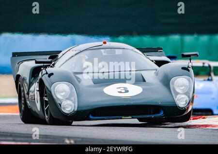 03 WRIGHT Jason (IT), WOLFE Andy (gb), Lola T70 MK3B - 5000, azione durante il Gran Premio di Francia Historique 2019 a Magny-Cours dal 29 al 30 luglio - Foto Julien Delfosse / DPPI Foto Stock