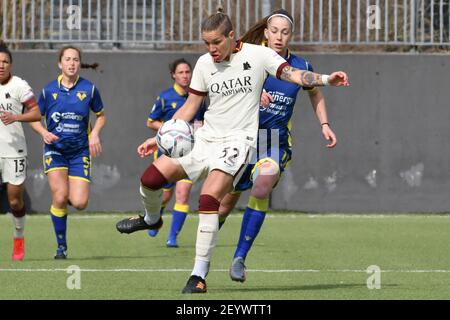 Verona, Italia. 06 marzo 2021. Elena Linari (Roma) durante Hellas Verona Donne vs AS Roma, Serie calcistica Italiana UNA partita femminile a Verona, Italia, Marzo 06 2021 Credit: Independent Photo Agency/Alamy Live News Foto Stock