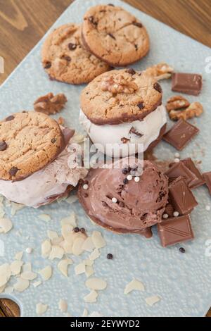 Panini con gelato al cioccolato Foto Stock