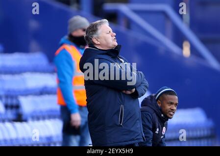 Birkenhead, Regno Unito. 06 marzo 2021. John Yems, responsabile della città di Crawley, si occupa di questo aspetto. EFL Skybet Football League Two match, Tranmere Rovers contro Crawley Town a Prenton Park, Birkenhead, Wirral sabato 6 marzo 2021. Questa immagine può essere utilizzata solo per scopi editoriali. Solo per uso editoriale, è richiesta una licenza per uso commerciale. Nessun uso in scommesse, giochi o un singolo club/campionato/giocatore publications.pic di Chris Stading/Andrew Orchard sports photography/Alamy Live News Credit: Andrew Orchard sports photography/Alamy Live News Foto Stock