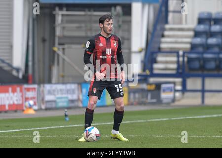 Preston, Regno Unito. 06 marzo 2021. Adam Smith n° 15 di Bournemouth con la palla a Preston, Regno Unito, il 3/6/2021. (Foto di Simon Whitehead/News Images/Sipa USA) Credit: Sipa USA/Alamy Live News Foto Stock