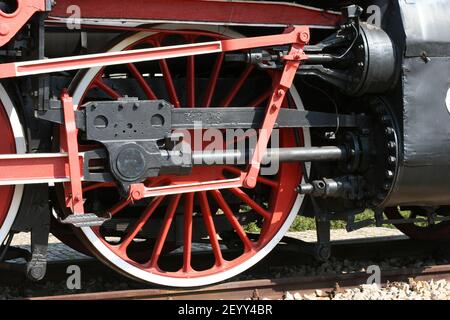 Locomotiva a vapore, treno a vapore, treno a vapore vecchio, vapore, Skarżysko-Kamienna, PT47, motrice PT47, Foto Stock