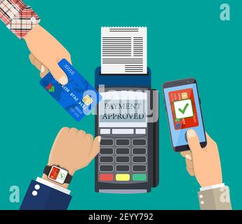 Mani con smartphone, smartwatch Illustrazione Vettoriale